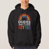 Kerels Smaken Gewoon Beter Grappig Gay Rainbow LGB Hoodie (Voorkant)