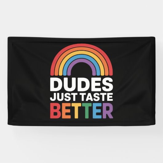Kerels Smaken Gewoon Beter Grappig Gay Rainbow LGB Spandoek (Horizontaal)