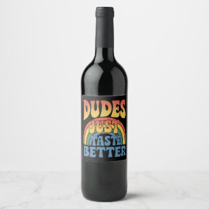 Kerels Smaken gewoon beter Regenboog Gay Pride Vin Wijn Etiket