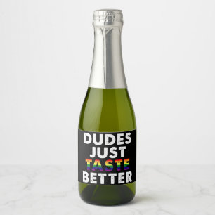 Kerels Smaken gewoon Lekkerder Gay Pride Cadeau Id Sparkling Wijnetiket