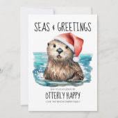 Keren Otter Santa Kust Kerstmis Feestdagenkaart (Voorkant)