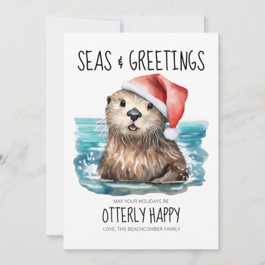 Keren Otter Santa Kust Kerstmis Feestdagenkaart (Voorkant)