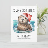Keren Otter Santa Kust Kerstmis Feestdagenkaart (Staand voorkant)