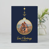 Kerenstkaart Zeil en Groet Ornament Folie Folie Feestdagenkaart (Staand Voorkant)