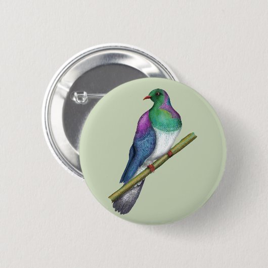 Kereru Houtduif Ronde Button 5,7 Cm (Voorkant /achterkant)