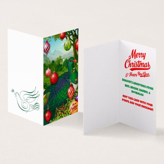 Kereru met versieringen Kerstkaart Kaart (Binnen en buitenkant)