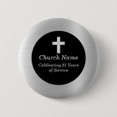 Kerk 25e Jubileum Zwart en Zilver Keepsake Ronde Button 5,7 Cm (Voorkant)