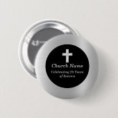 Kerk 25e Jubileum Zwart en Zilver Keepsake Ronde Button 5,7 Cm (Voorkant /achterkant)