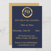 Kerk 50ste verjaardag uitnodiging (Voorkant / Achterkant)