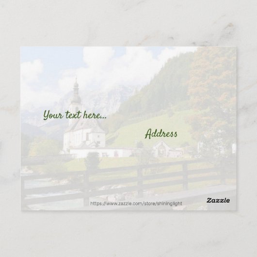 Kerk aan de hillside briefkaart (Achterkant)