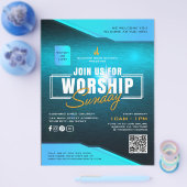 Kerk Aanbidding Zondag Marketing Advertentie Flyer (Enkel)