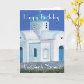 Kerk Afbeelding gepersonaliseerde Happy Birthday K Kaart (Gele Bloem)