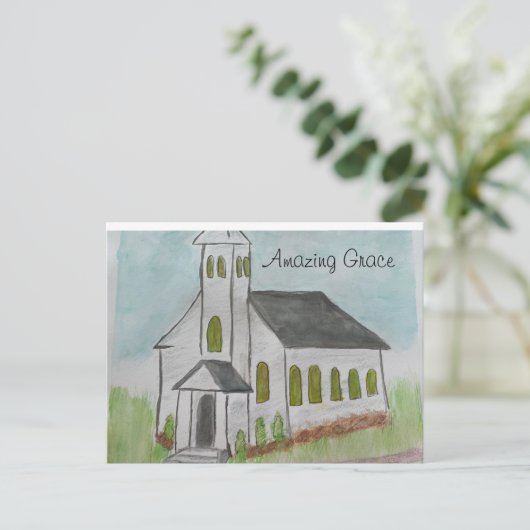 Kerk Amazing Grace- Handgeschilderde print Briefkaart (Staand voorkant)