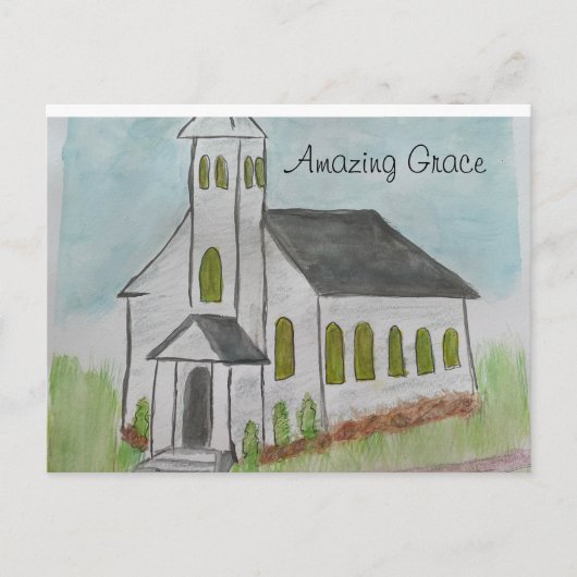 Kerk Amazing Grace- Handgeschilderde print Briefkaart (Voorkant)