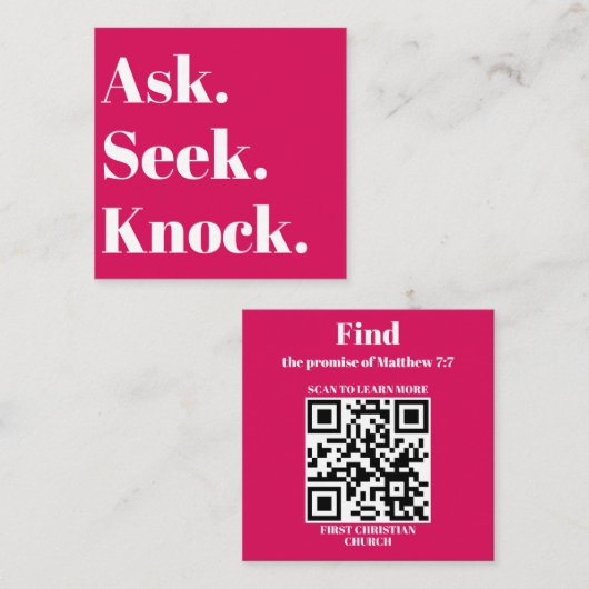 Kerk Bedrijf QR code Promotie Rood Vierkante Visitekaartje (Voorkant / Achterkant)