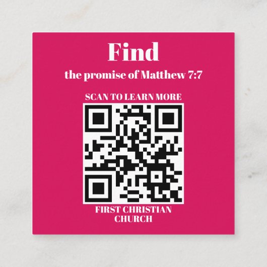Kerk Bedrijf QR code Promotie Rood Vierkante Visitekaartje (Achterkant)