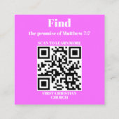 Kerk Bedrijf QR code Promotie Roze Vierkante Visitekaartje (Achterkant)