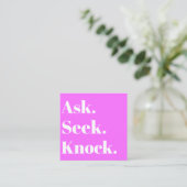 Kerk Bedrijf QR code Promotie Roze Vierkante Visitekaartje (Staand voorkant)