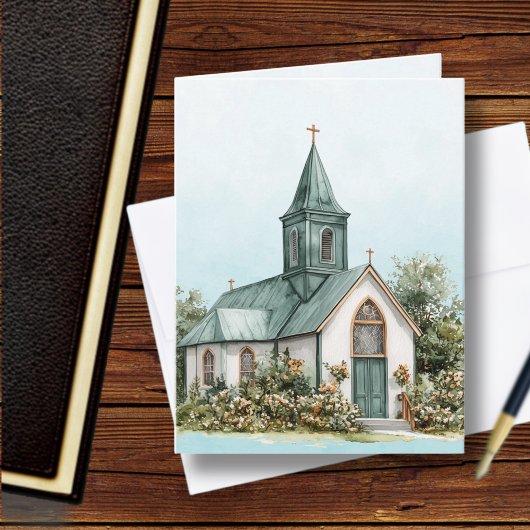 Kerk Bijbelvers Blauw Notitiekaartje