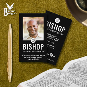 Kerk Bisschop Modern Zwart Foto QR Logo Religieus Visitekaartje