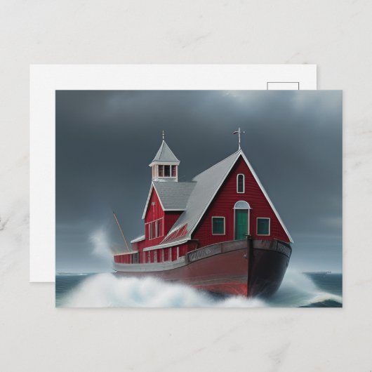 Kerk Boot Kunst Briefkaart (Voorkant / Achterkant)