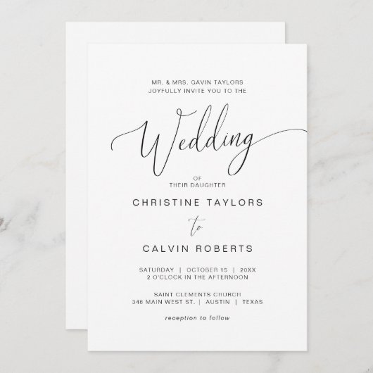 Kerk bruiloft ceremonie, ouders hosting kaart (Voorkant / Achterkant)