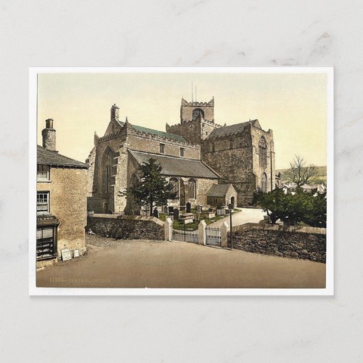Kerk, Cartmel, Engeland, Fotochrom Briefkaart (Voorkant)