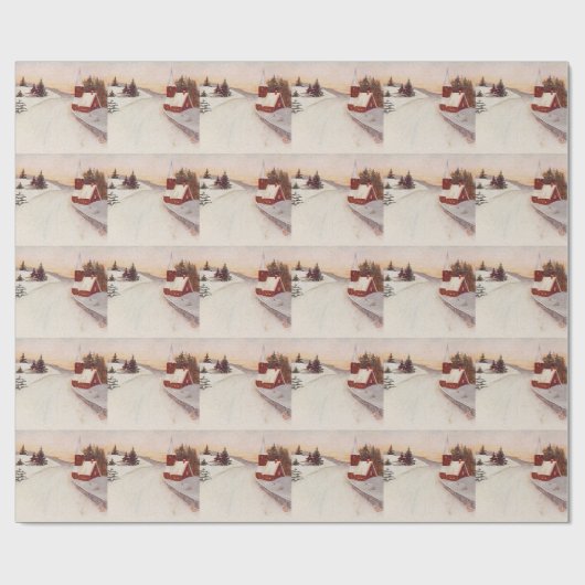 Kerk Christelijk Sneeuwwinter Cadeaupapier (Vlak)