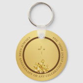 Kerk Christelijk Souvenir Goudbruine Sleutelhanger (Achterkant)