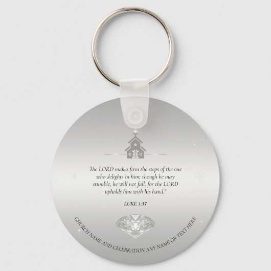 Kerk Christelijk Souvenir Zilveren Sleutelhanger (Voorkant)