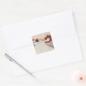 Kerk Christelijke Sneeuw Winter Vierkante Sticker (Envelop)