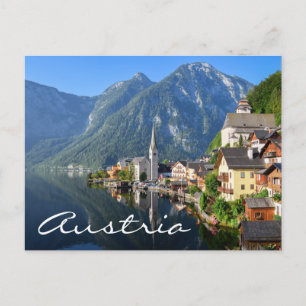Kerk en dorp Hallstatt, Oostenrijk met Alpen Briefkaart
