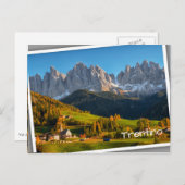 Kerk en dorp met bergen landschap postca briefkaart (Voorkant / Achterkant)