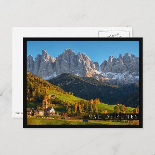 Kerk en dorp met berglandschap briefkaart (Voorkant / Achterkant)