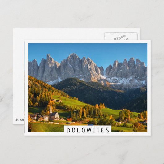 Kerk en dorp met berglandschap briefkaart (Voorkant / Achterkant)