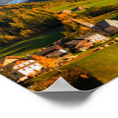 Kerk en dorp met berglandschap poster (Hoek)