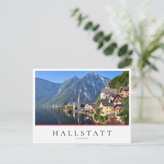 Kerk en dorp van Hallstatt, Oostenrijk met Alpen Briefkaart (Staand voorkant)