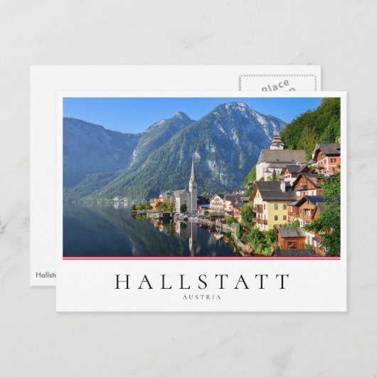 Kerk en dorp van Hallstatt, Oostenrijk met Alpen Briefkaart (Voorkant / Achterkant)