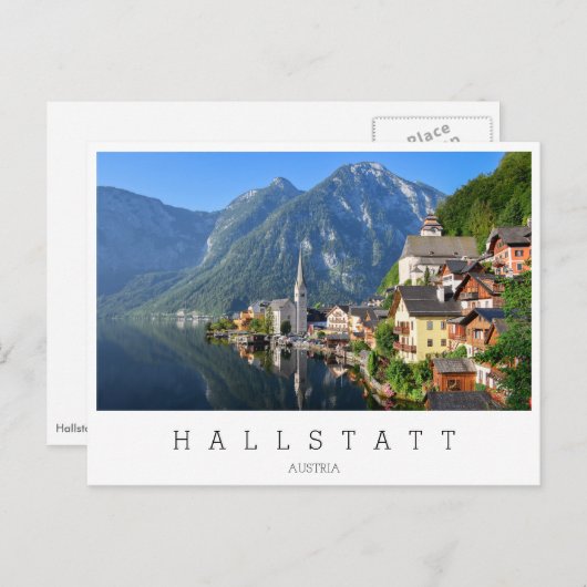 Kerk en dorp van Hallstatt, Oostenrijk met Alpen Briefkaart (Voorkant / Achterkant)