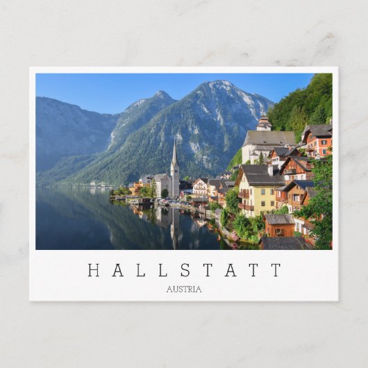 Kerk en dorp van Hallstatt, Oostenrijk met Alpen Briefkaart (Voorkant)