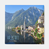 Kerk en dorp van Hallstatt, Oostenrijk met Alpen Magneet (Voorkant)