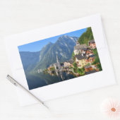 Kerk en dorp van Hallstatt, Oostenrijk met Alpen Rechthoekige Sticker (Envelop)