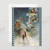 Kerk en Kerstmis Feestdagenkaart (Voorkant / Achterkant)