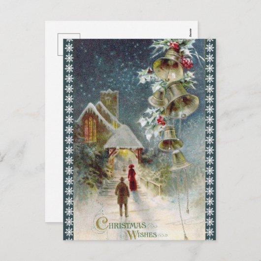 Kerk en Kerstmis Feestdagenkaart (Voorkant / Achterkant)