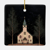 Kerk en Night Sky Keramisch Ornament (Achterkant)
