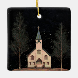 Kerk en Night Sky Keramisch Ornament