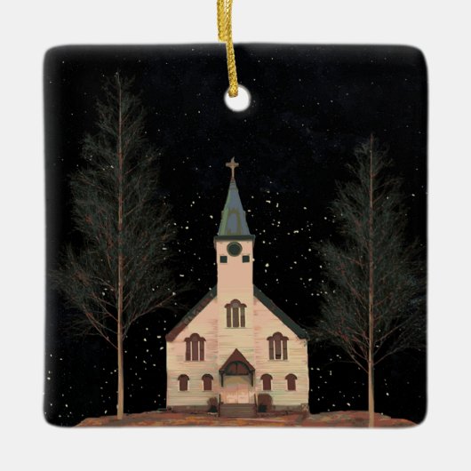 Kerk en Night Sky Keramisch Ornament (Voorkant)