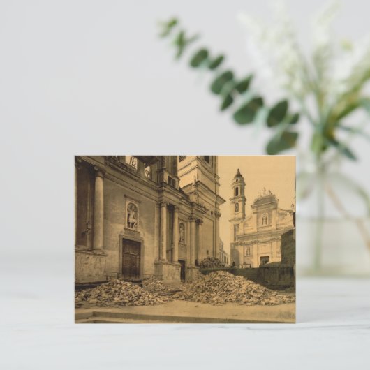 Kerk en puin, Sanremo, Ligurië, Italië Briefkaart (Staand voorkant)