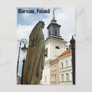 Kerk en standbeeld van Warschau, Polen Briefkaart