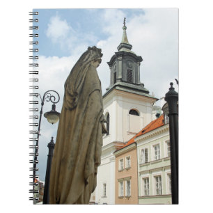 Kerk en standbeeld van Warschau, Polen Notitieboek